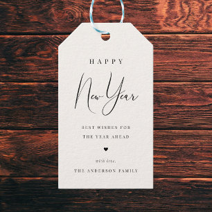 Elegant Minimalist Script New Years Gift Tags