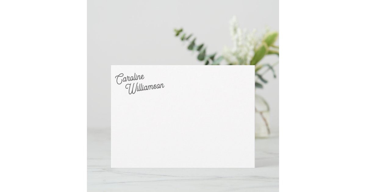 Elegant Minimalist Script Personalized Stationery Note Card | Zazzle