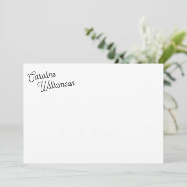 Elegant Minimalist Script Personalized Stationery Note Card | Zazzle
