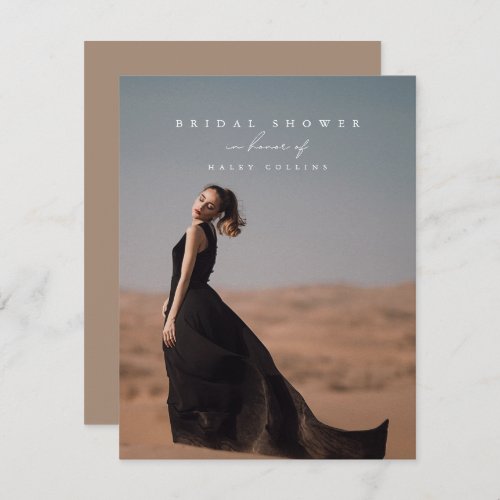 Elegant Minimalist Script Photo Chic Bridal Shower Invitation