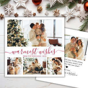 Elegant Minimalist Script Photo Collage Christmas Holiday Card