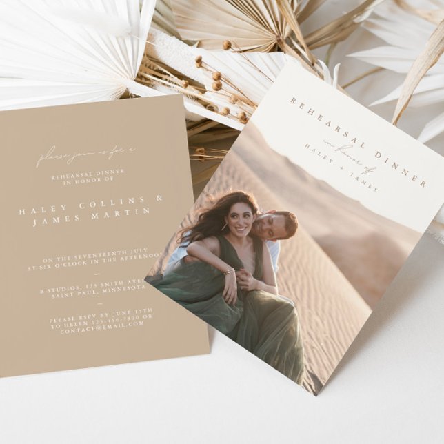 Elegant Minimalist Script Photo Rehearsal Dinner Invitation (Creator Uploaded)