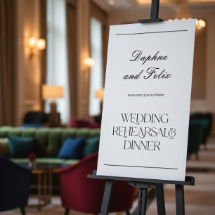 Elegant Minimalist Script Rehearsal Dinner Welcome Foam Board