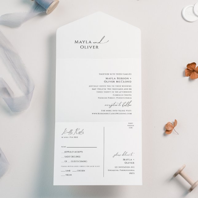 Elegant Minimalist Script Seal and Send All In One Invitation (Creator Uploaded)