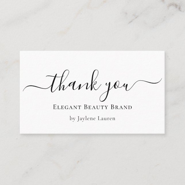 Elegant Minimalist Script Thank You Business Card (Front)