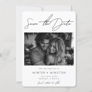 Elegant Minimalist Script Two Photo Save The Date