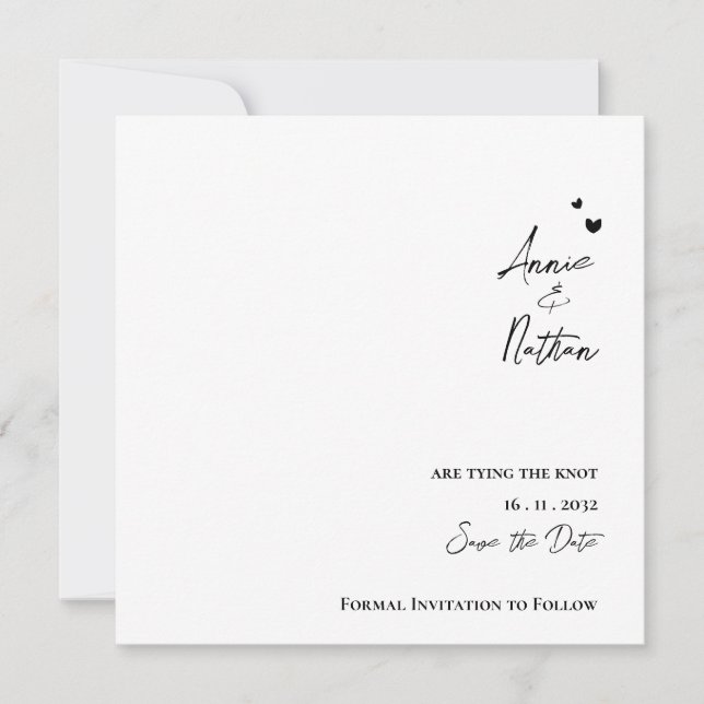 Elegant Minimalist Script Tying the Knot Wedding Announcement (Front)