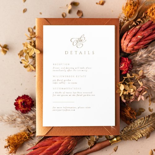 Elegant Minimalist Script Wedding Details Enclosure Card