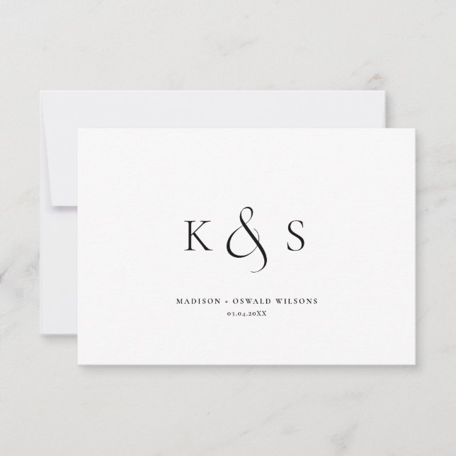 Elegant Minimalist Script Wedding gratitude Thank  You Card (Front)