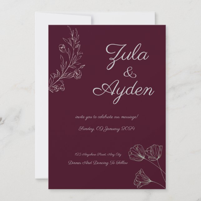 Elegant Minimalist Script Wedding Invitation (Front)