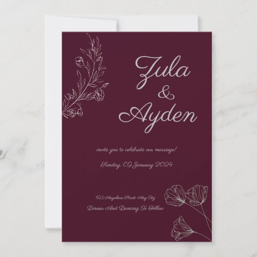 Elegant Minimalist Script Wedding Invitation