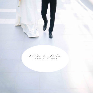 Elegant Minimalist Script Wedding Name Welcome Floor Decals