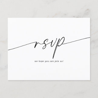 Elegant Minimalist Script Wedding RSVP Postcard