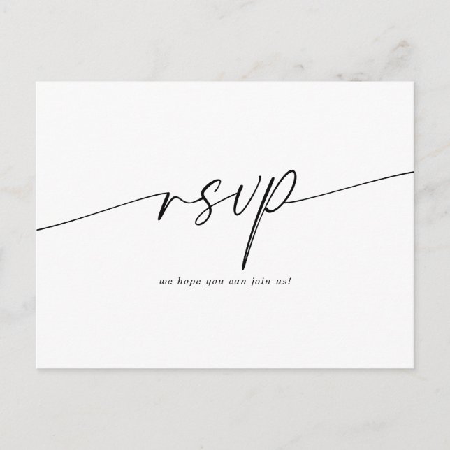 Elegant Minimalist Script Wedding RSVP Postcard (Front)