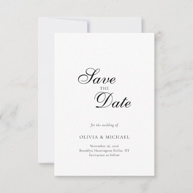 Elegant Minimalist Script Wedding Save The Date (Front)