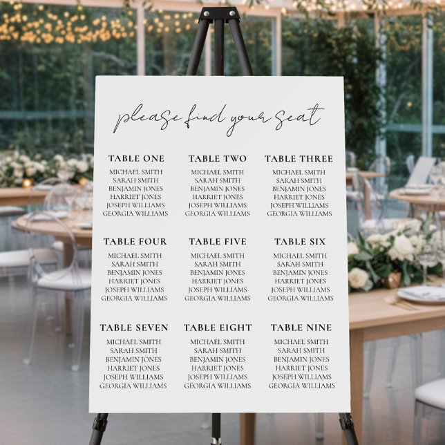 Elegant Minimalist Script Wedding Seating Chart Foam Board (Creator Uploaded)