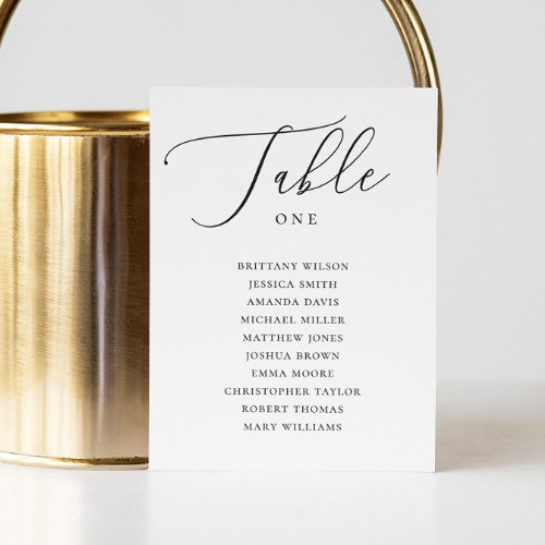 Elegant minimalist script wedding seating chart invitation