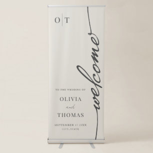 Elegant Minimalist Script Wedding Welcome Retractable Banner
