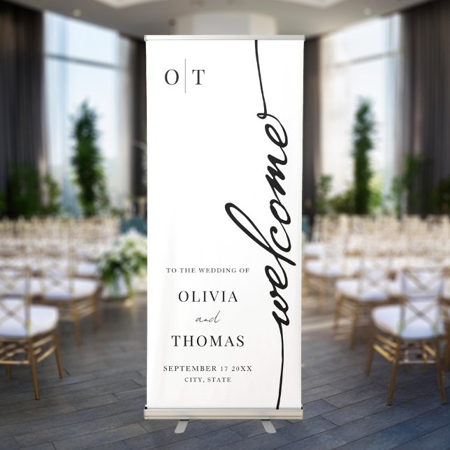 Elegant Minimalist Script Wedding Welcome Retractable Banner (Creator Uploaded)