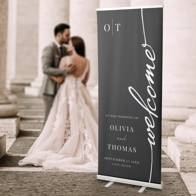 Elegant Minimalist Script Wedding Welcome Retractable Banner (Creator Uploaded)