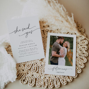 Elegant Minimalist "She Said Yes" Bridal Shower Invitation