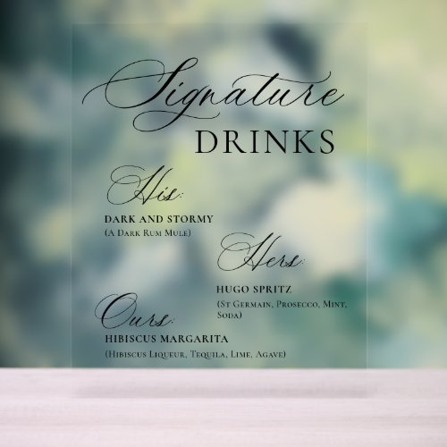 Elegant Minimalist Signature Cocktail Mimosa Bar Acrylic Sign