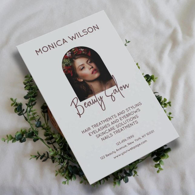 Elegant minimalist silver gray beauty salon flyer (Creator Uploaded)