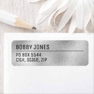 Elegant Minimalist Silver Metallic Return Address Label