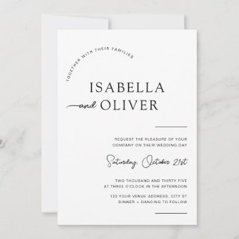 Elegant Minimalist Simple Black and White Wedding Invitation | Zazzle