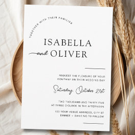 Elegant Minimalist Simple Black and White Wedding Invitation