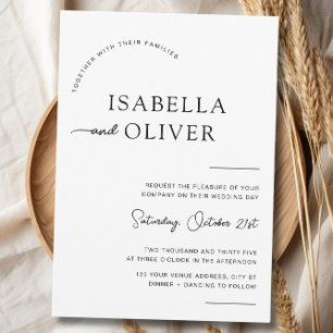 Elegant Minimalist Simple Black and White Wedding Invitation