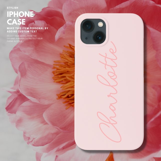 Elegant Minimalist Simple Blush Script Monogram Case-Mate iPhone Case (Creator Uploaded)