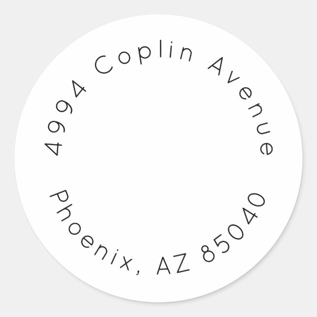 Elegant Minimalist Simple Bridal Shower Address Classic Round Sticker (Front)