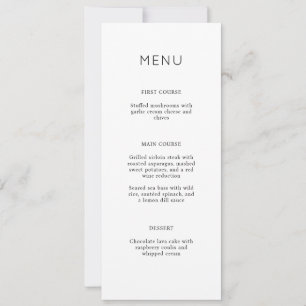 Elegant Minimalist Simple Bridal Shower Menu Card