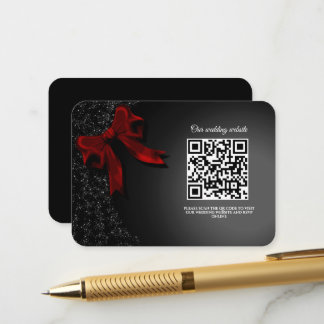 Elegant Minimalist Simple classic Red Bow Wedding Enclosure Card