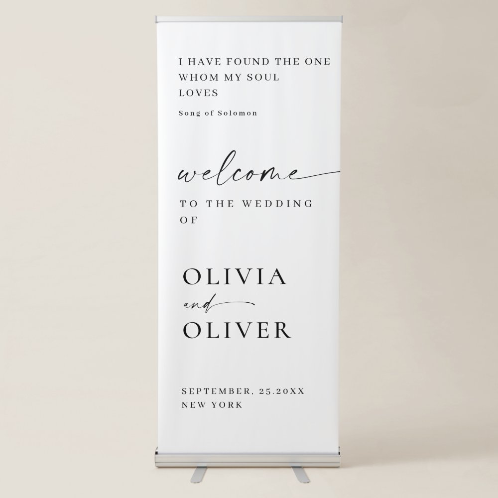 Disover Elegant Minimalist Simple Classy Wedding Welcome Retractable Banner