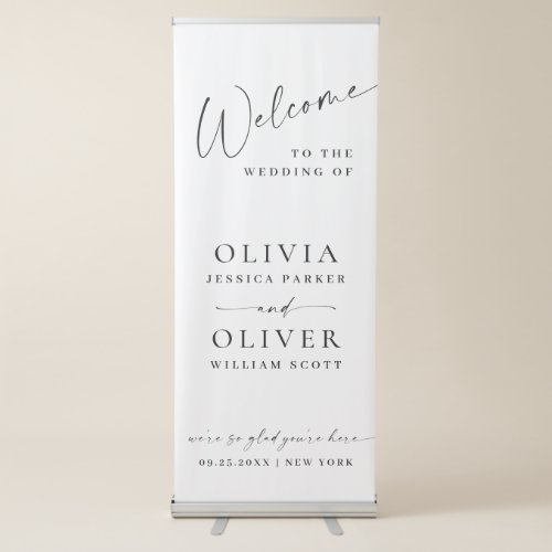 Elegant Minimalist Simple Classy Wedding Welcome Retractable Banner