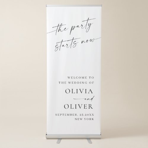 Elegant Minimalist Simple Classy Wedding Welcome Retractable Banner