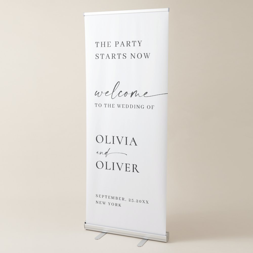 Disover Elegant Minimalist Simple Classy Wedding Welcome Retractable Banner