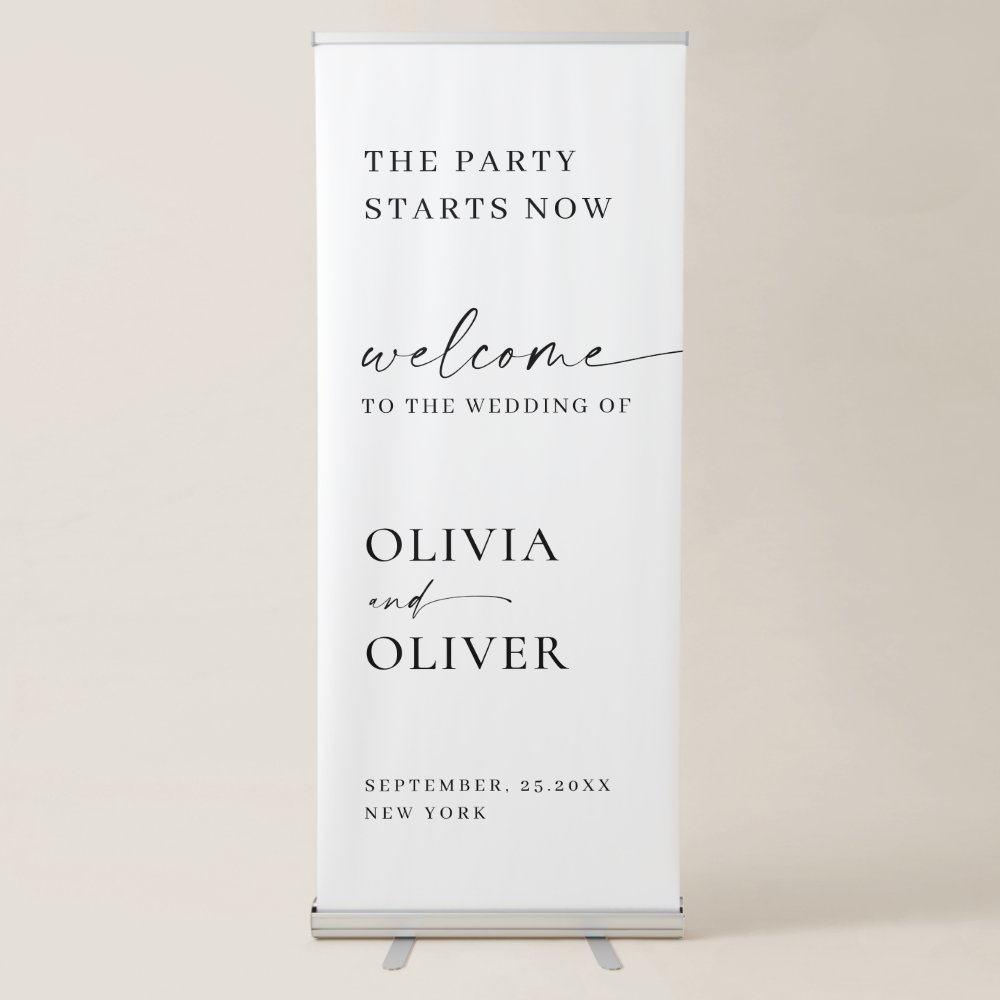 Disover Elegant Minimalist Simple Classy Wedding Welcome Retractable Banner