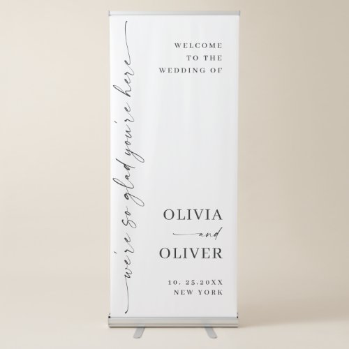 Elegant Minimalist Simple  Classy Wedding Welcome Retractable Banner