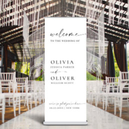 Elegant Minimalist Simple Classy Wedding Welcome Retractable Banner