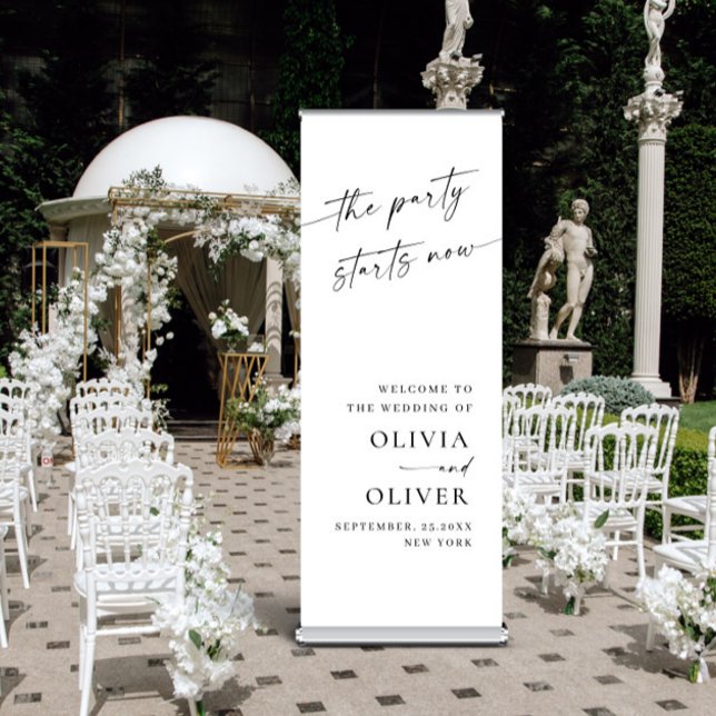 Elegant Minimalist Simple Classy Wedding Welcome Retractable Banner (Creator Uploaded)