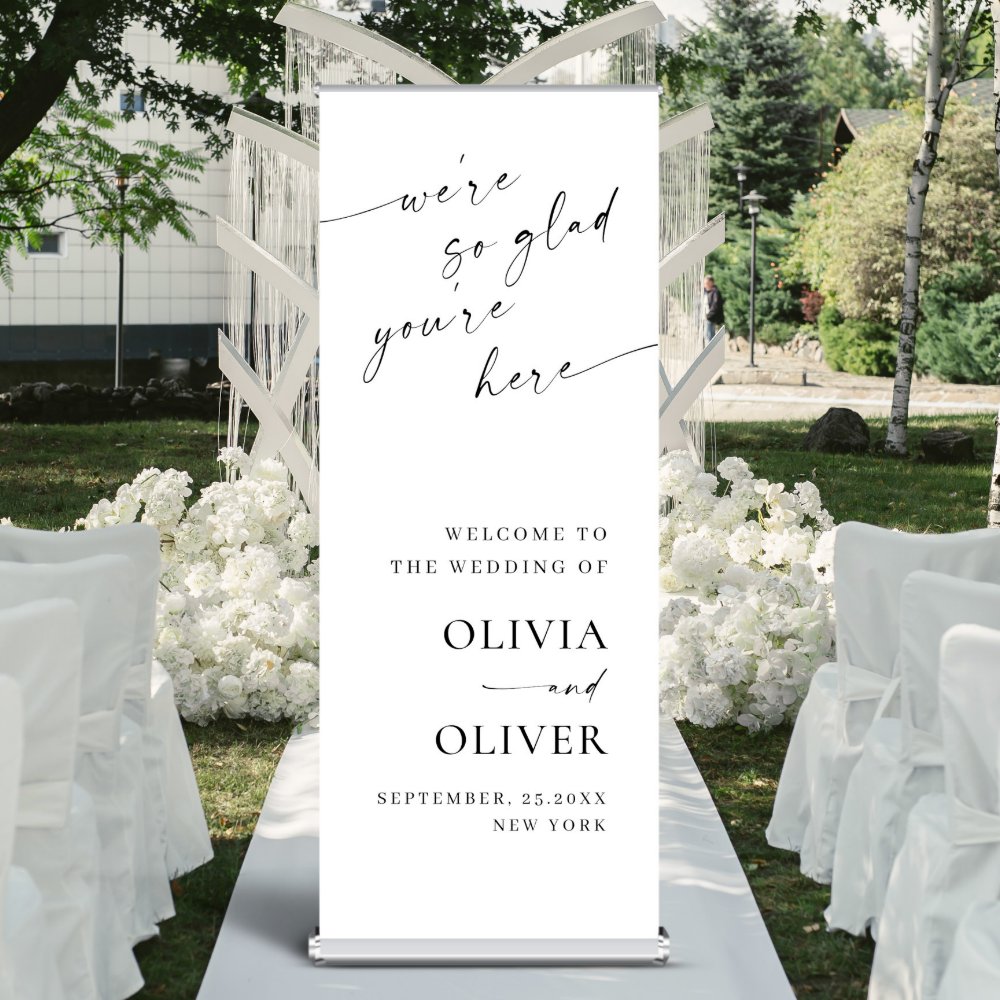 Discover Elegant Minimalist Simple Classy Wedding Welcome Retractable Banner