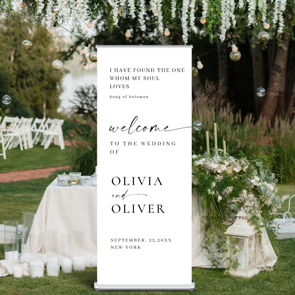 Discover Elegant Minimalist Simple Classy Wedding Welcome Retractable Banner