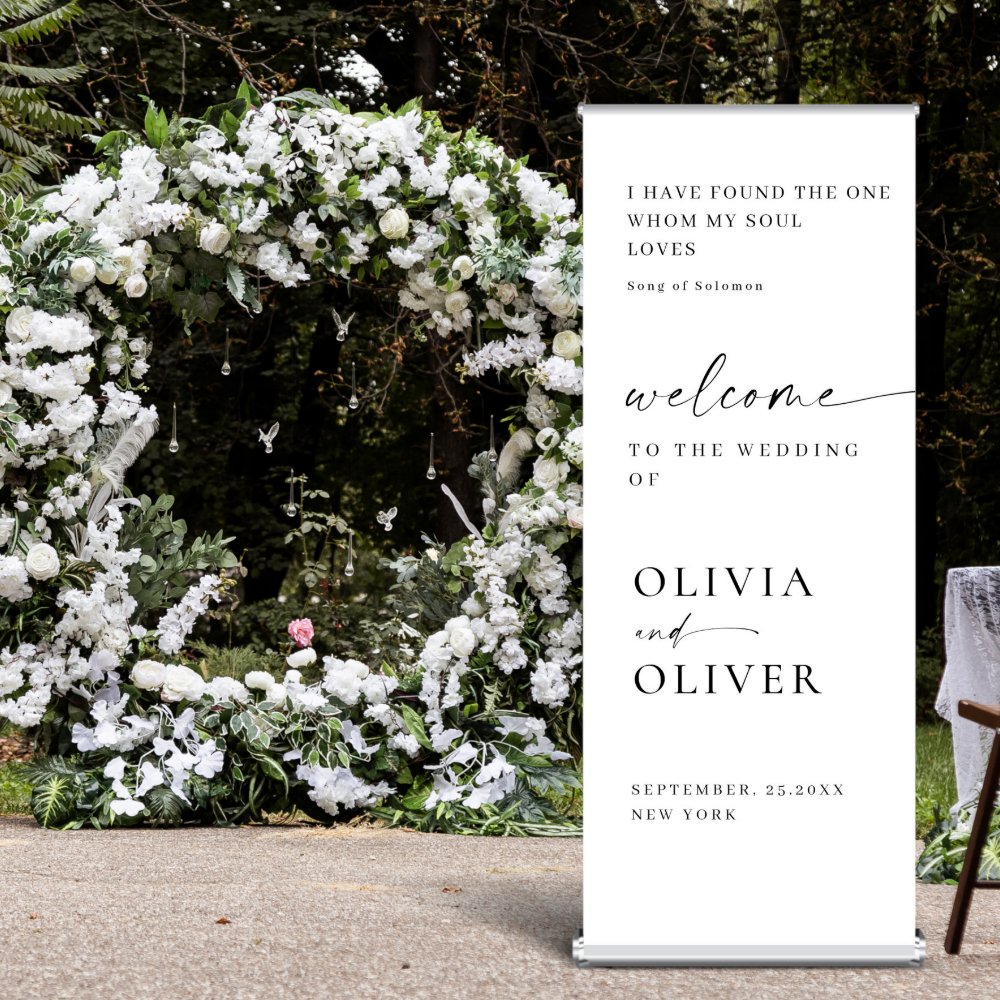Discover Elegant Minimalist Simple Classy Wedding Welcome Retractable Banner