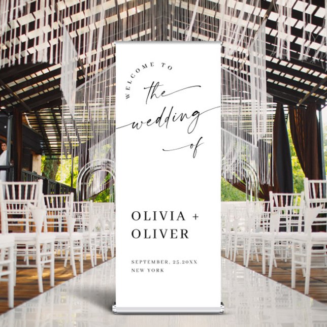Elegant Minimalist Simple Classy Wedding Welcome Retractable Banner (Creator Uploaded)