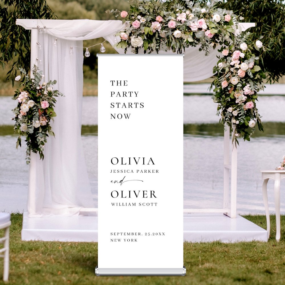 Discover Elegant Minimalist Simple Classy Wedding Welcome Retractable Banner