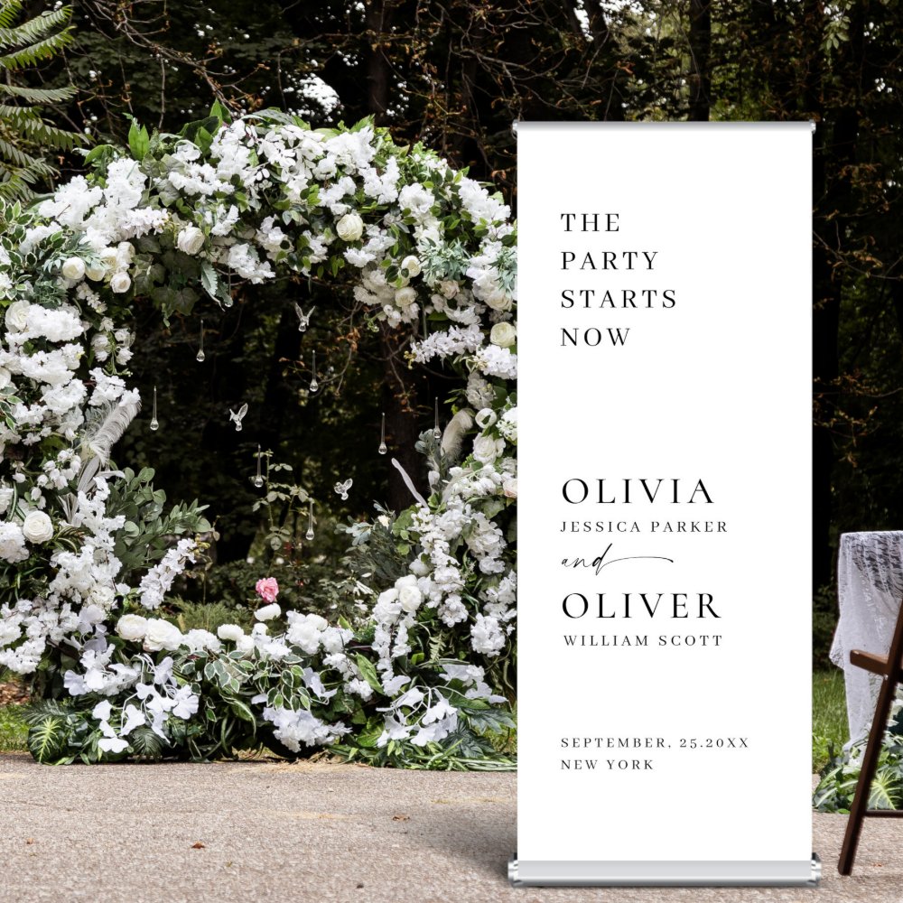 Discover Elegant Minimalist Simple Classy Wedding Welcome Retractable Banner
