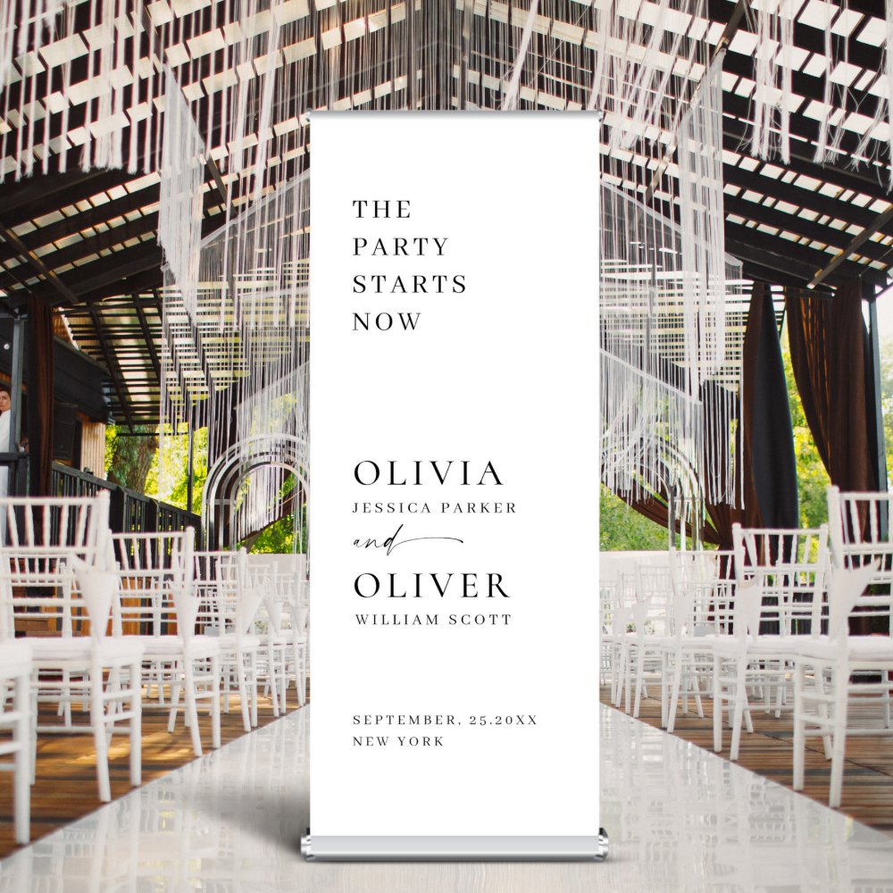 Discover Elegant Minimalist Simple Classy Wedding Welcome Retractable Banner